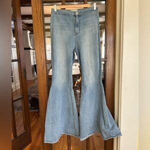 Free People Light Blue Just Float On Super Flare Jeans